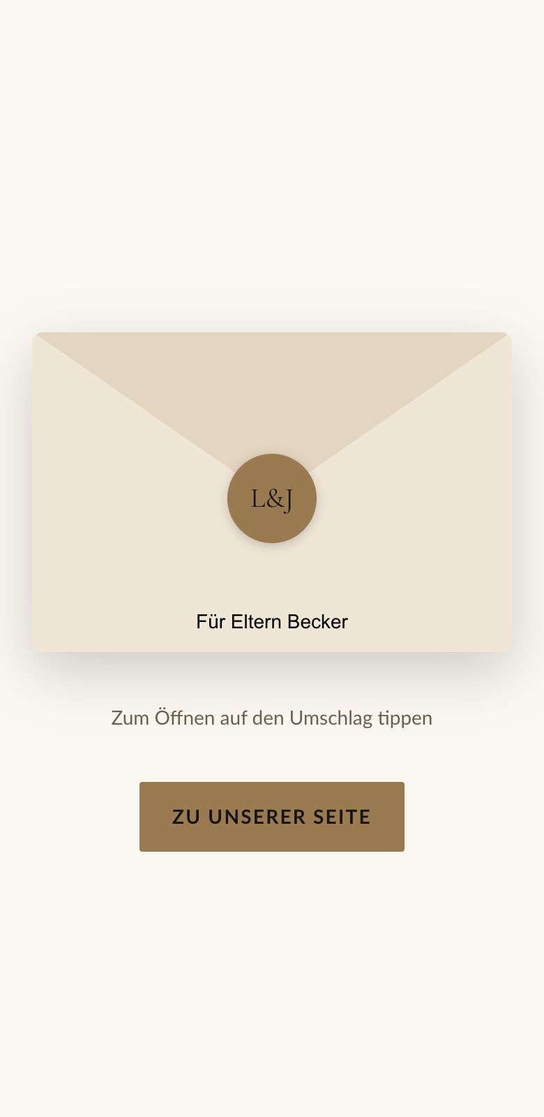 Digitale Einladung als Umschlag mit Siegel, persönlich adressiert